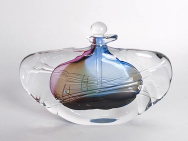 Vintage Murano Italy Brown/Magenta/Blue Glass Perf