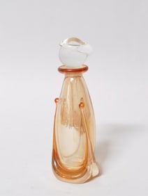 Vintage Amber Art Glass Perfume Bottle