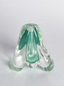 1989 Signed Vintage Clear/Green Glass Perfume Bott