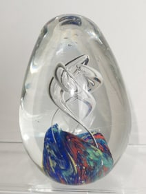 Vintage Murano Italy Art Glass Swirl Egg Paperweig