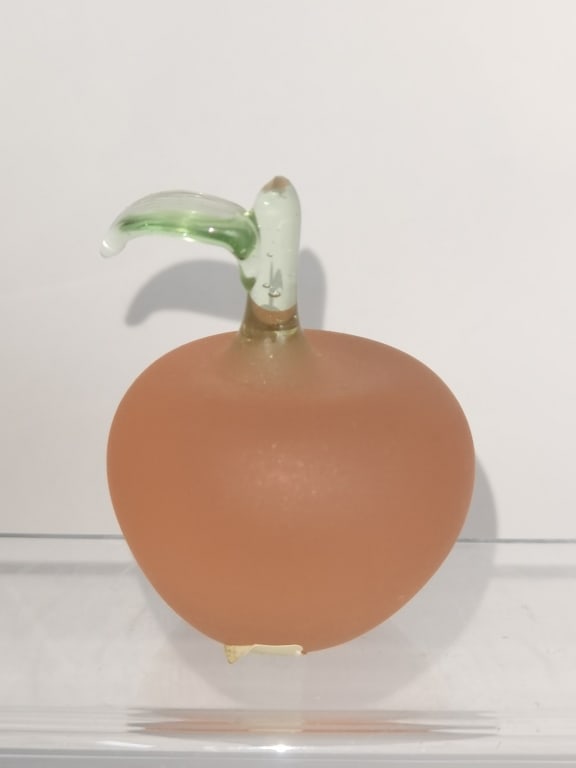 Vintage Frosted Pink Glass Apple Paperweight (1 of 4)