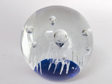 Vintage Bubble White Firework Glass Paperweight
