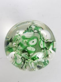 Vintage Murano Italy Style Green Millefiori Glass