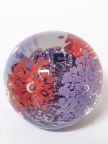 Vintage Murano Italy Style Red/Purple Splatter Flo