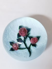 Vintage Murano Italy Style Pink Rose Glass Paperwe