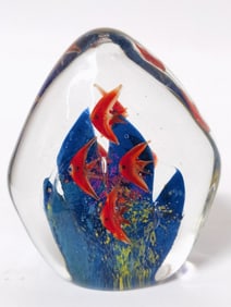 Vintage Murano Italy Aquarium Glass Paperweight