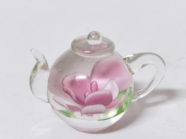Vintage Dynasty Gallery Pink Flower Teapot Glass