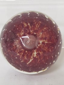 Vintage Cinnabar Controlled Bubble Glass Paperweig