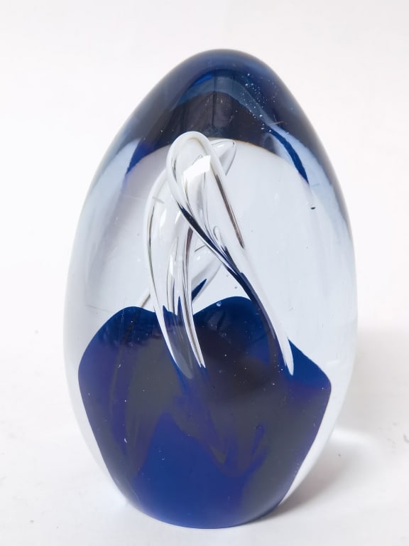 Vintage Murano italy Cobalt Blue Swirl Bubble Glas (1 of 3)