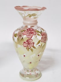 Vintage Fenton Glass Hand Painted Floral Vase