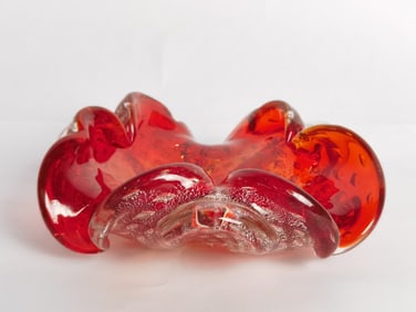 Vintage Murano Italy Ruby Controlled Bubble Glitte