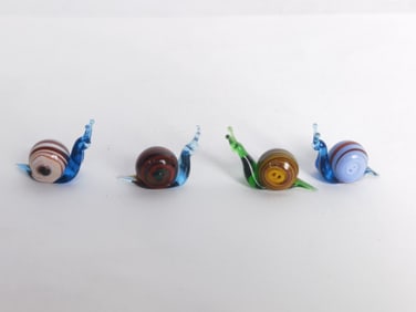 (4) Vintage Murano Italy Art Glass Snails
