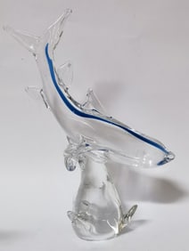 Large Vintage Murano Italy Clear Glass Dolphin