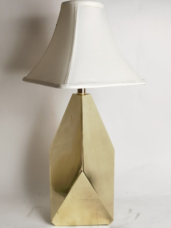 Contemporary Faceted Brass Table Lamp (1 of 3)