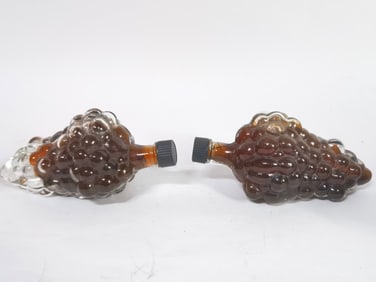 (2) Vintage Art Glass Grape Perfume Bottles
