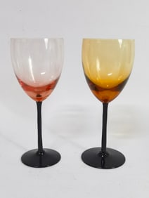 (4) Vintage Colorful Wine Glasses