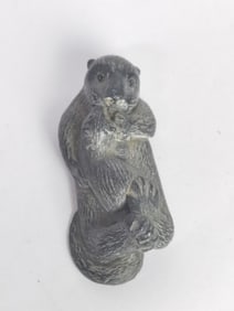 Vintage Signed WE Soapstone Carved Inuit Sea Otter
