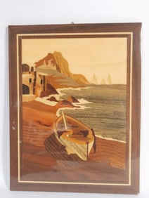 Vintage Italian Marquetry Landscape Wall Hanging