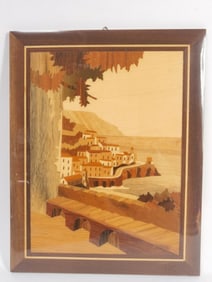Vintage Italian Marquetry Landscape Wall Hanging