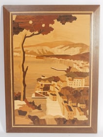Vintage Italian Marquetry Landscape Wall Hanging