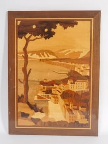 Vintage Italian Marquetry Landscape Wall Hanging