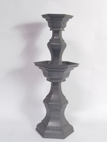 Large Antique Chinese Pewter Candle Stick