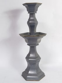 Large Antique Chinese Pewter Candle Stick