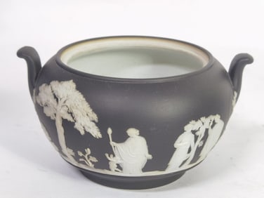 Vintage Wedgwood Jasperware Black Sugar Bowl