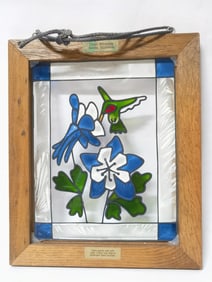 Floral Stained Glass in Frame