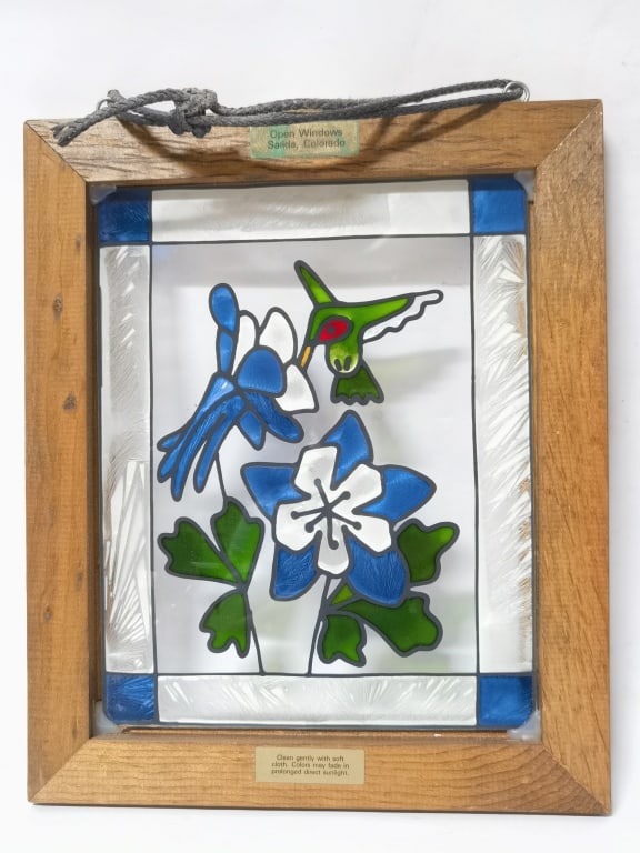 Floral Stained Glass in Frame: Floral Stained Glass in Frame, 10.5in by 12.5in