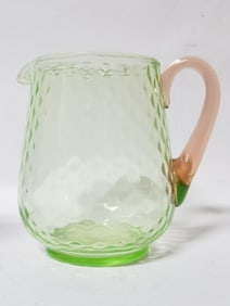 Vintage Tiffin Watermelon Vaseline Glass Pitcher