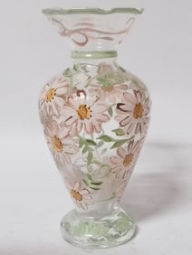 Vintage Fenton Hand Painted Floral Glass Vase