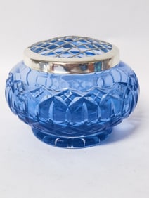 Cobalt Blue Cut Crystal Incense Holder