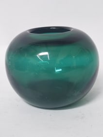 Vintage Dark Green Glass Vase