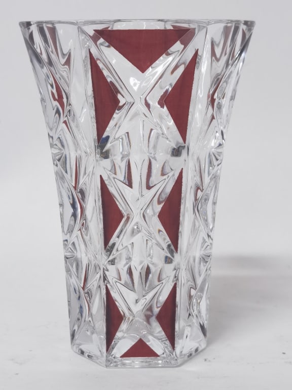 Vintage Ruby Cut-to-Clear Glass Vase (1 of 4)