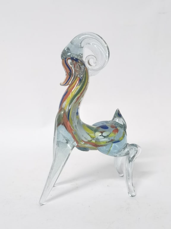 Vintage Murano Italy Art Glass Goat: Vintage Murano Italy Art Glass Goat, 7.5in by 4.5in