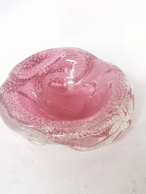 Vintage Murano Italy Pink Controlled Bubble Glass
