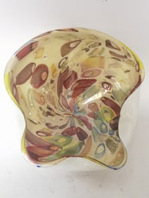 Vintage Murano Italy Glitter Swirl Art Glass Bowl
