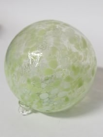 Vintage Green/White Splatter Glass Ornament