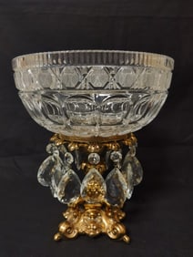 Clear Crystal Bowl Set on Brass Ormulu