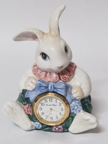 Fitz & Floyd Porcelain Rabbit Table Clock