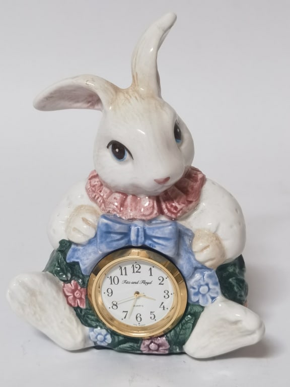 Fitz & Floyd Porcelain Rabbit Table Clock (1 of 4)