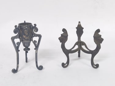 (2) Vintage Silver Plated Three-Foot Stand/Votive