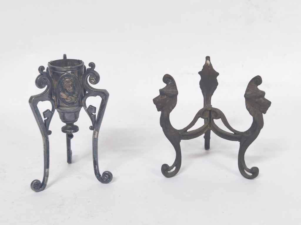 (2) Vintage Silver Plated Three-Foot Stand/Votive (1 of 4)