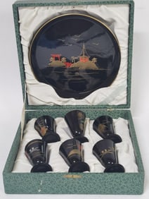 Set of Vintage Japanese Maki-e Laquer Wine Cups