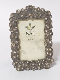 Vintage Rhinestone Inlay Bronze Photo Frame