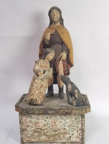Antique Spanish Colonial Style Statue of St. Roch