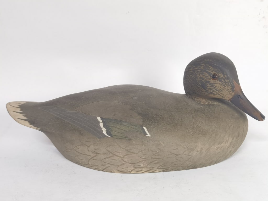 Large Vintage "Ken Harris" Wood Carved Duck Decoy (1 of 8)