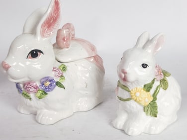(2) Vintage Porcelain Rabbit