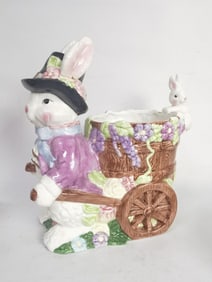Large Vintage Porcelain Rabbit Vase